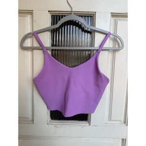 Athleta Seamless Crop Tank Purple Ribbed V-Neck Adjustable Straps Size Small‎